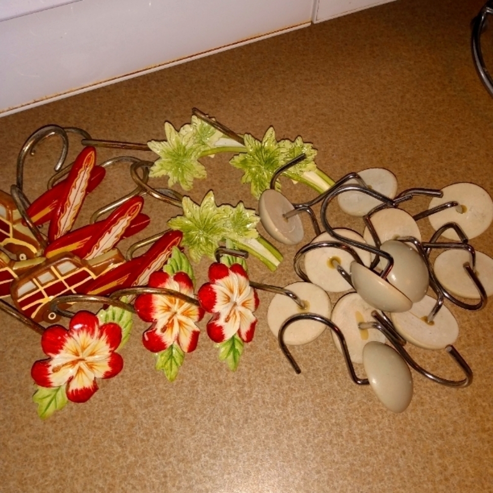 2 Complete Sets Of Shower Curtain Hooks